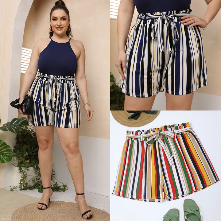 Chic Striped High-Waisted Shorts for Women