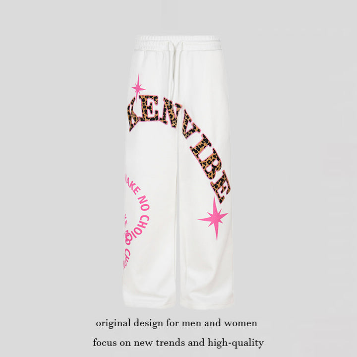 Women's wide jogging pants in culotte style with drawstring and statement print Amarae