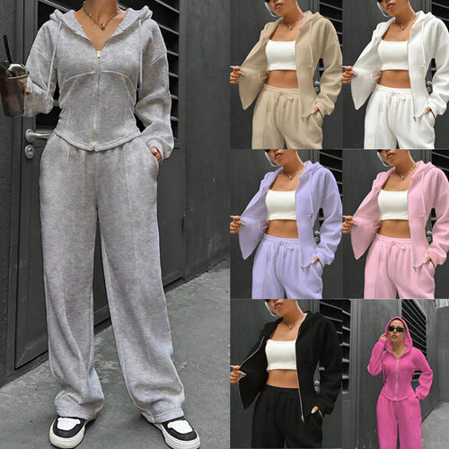 Ensemble hoodie ajusté pour dames avec des détails subtils de fermeture éclair Chic & Stil