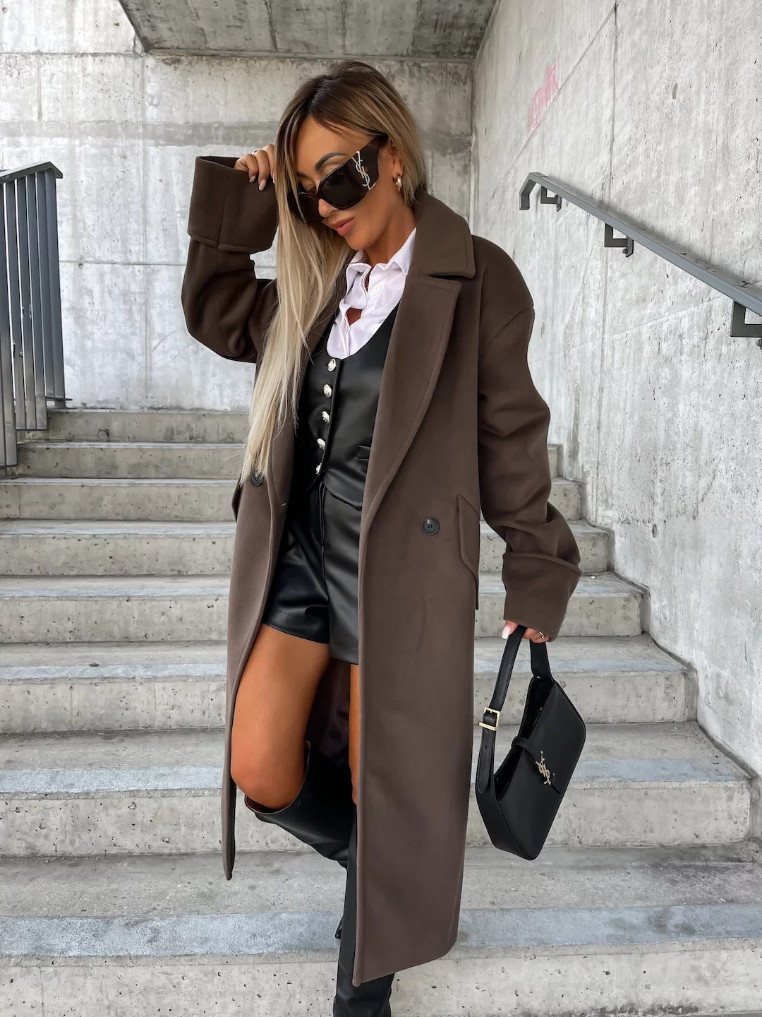 Women Oversized Wool Coat Elegant Amarae