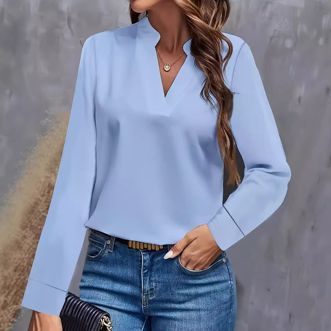 Women’S Blouse with Stand-Up Collar and Long Sleeves Lune London