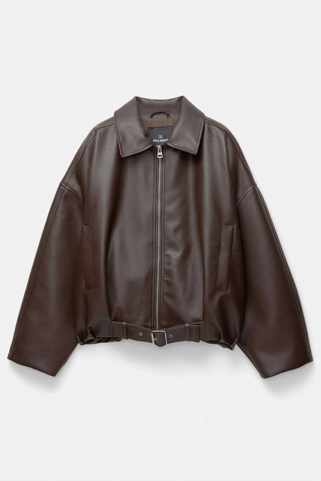 Women Oversized Leatherette Blouson with Waist Belt Amarae