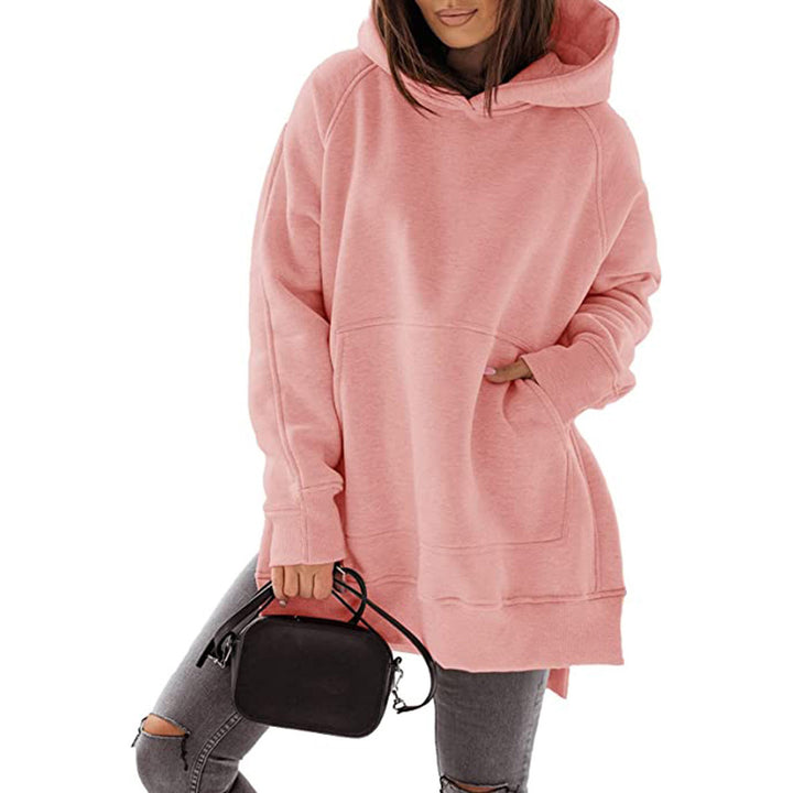Oversized casual hoodie for women with side slits and kangaroo pocket Lune London