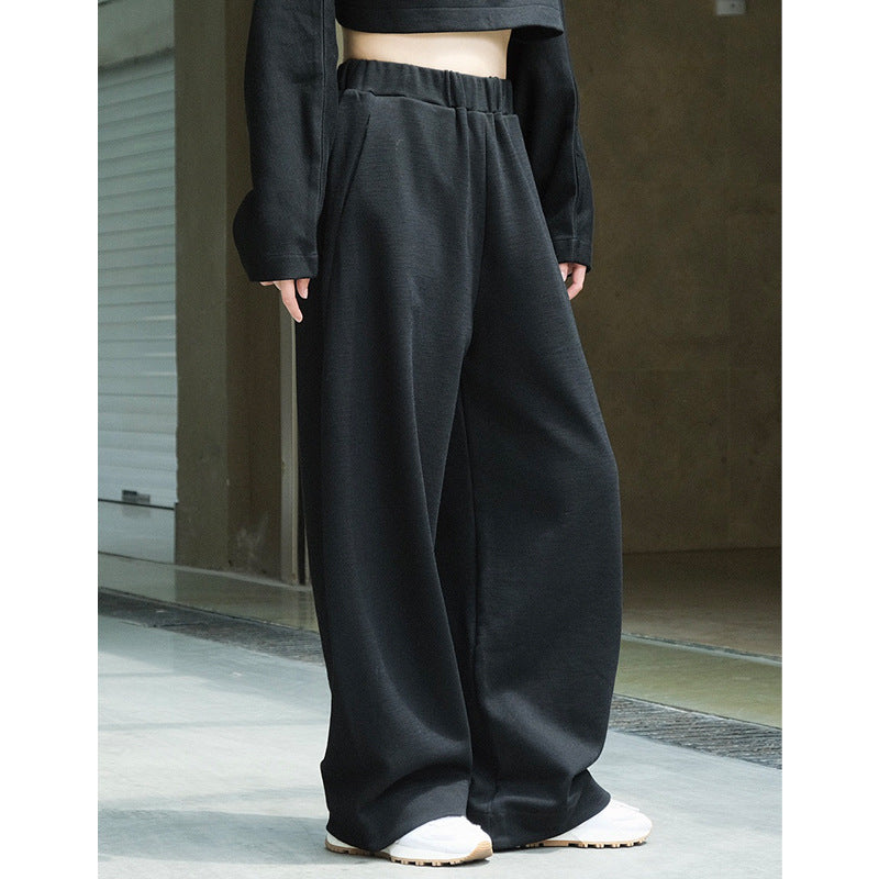 Women Wide High-Waist Sweatpants made of Cotton Fleece with Elastic Waistband and Side Pockets Amarae
