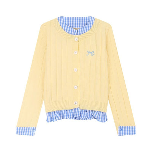 Knitted jacket for women with contrasting shirt insert Amarae