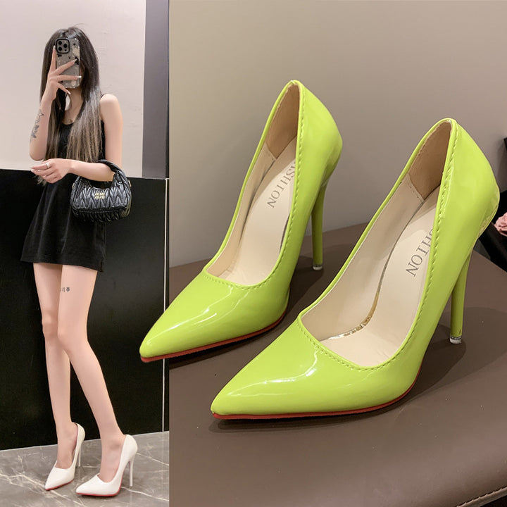 Classic Ladies Stiletto Heels with Pointed Design and Chic Glossy Surface