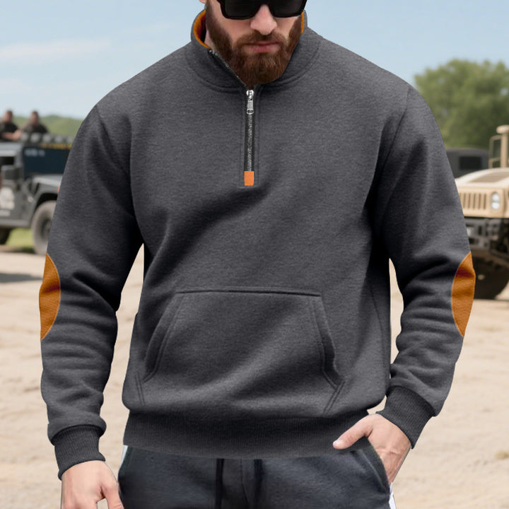Casual hooded sweatshirt for men with half zipper and contrasting sleeves Lune London