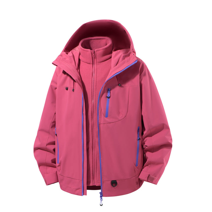 Men's two-piece waterproof softshell parka with removable fleece inner jacket, adjustable hood, and multifunctional pockets Amarae