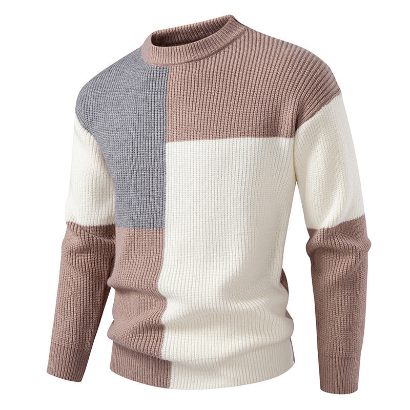 Colored textured fabric sweater for men with a modern fit and a round neck Lune London