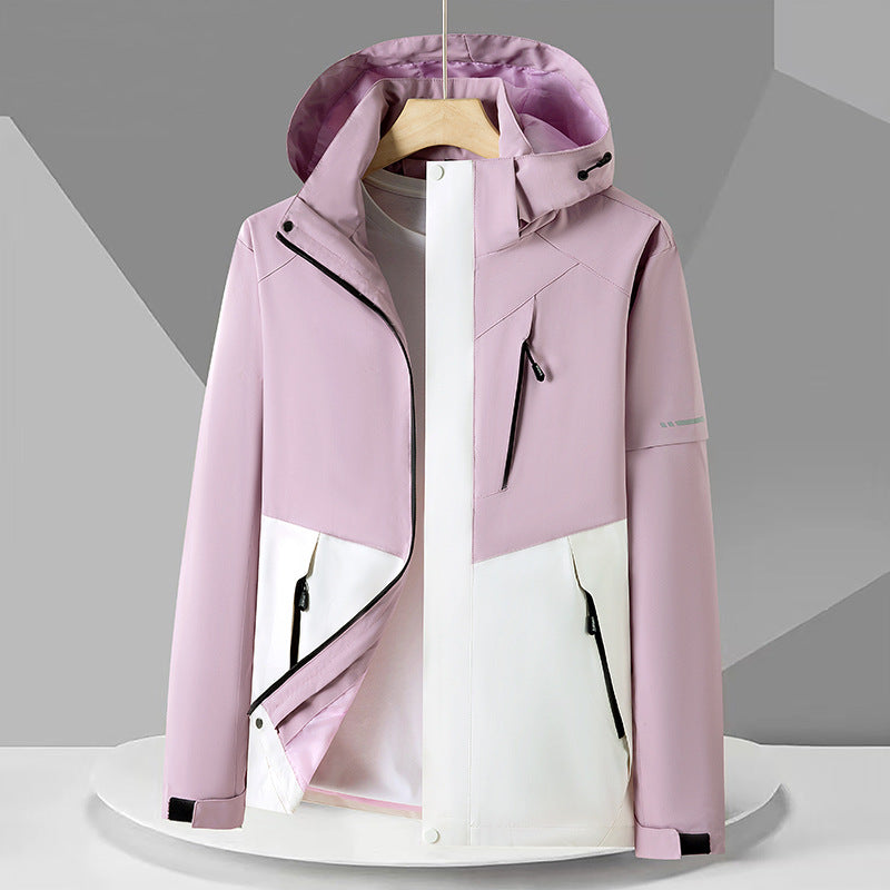 Men's technical softshell jacket with hood, windproof membrane, and chest zipper pocket Amarae