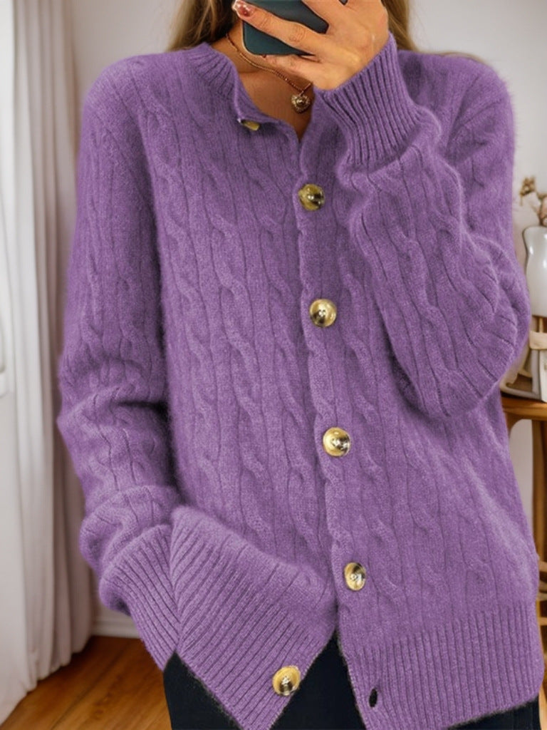 Cashmere jacket for women with button closure and structured twisted pattern Lune London