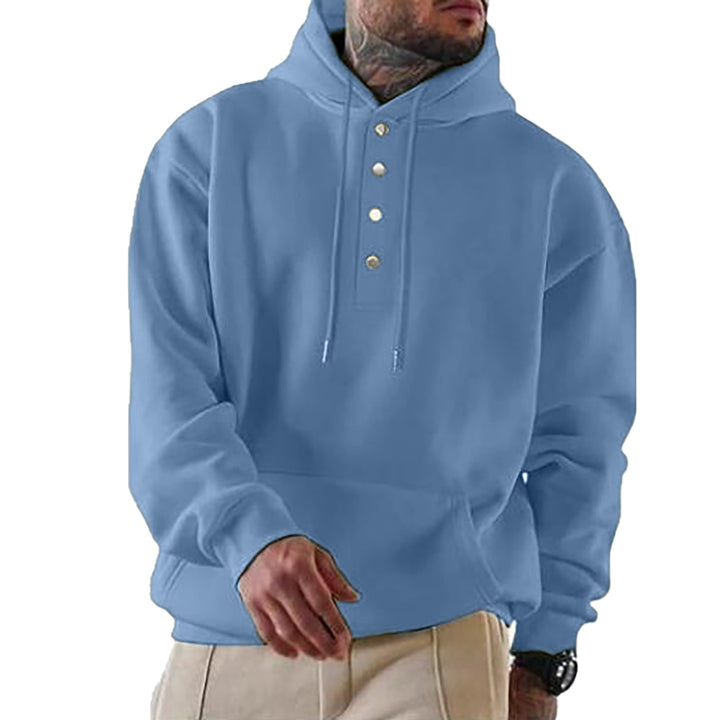 Men's Casual Hoodie with Button Placket and Pockets Amarae