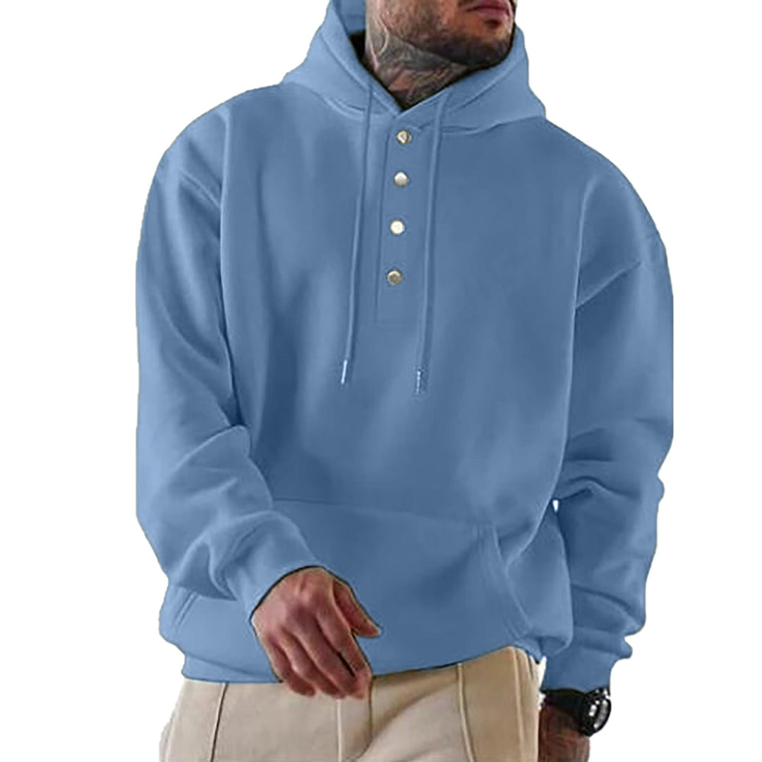 Men's Hoodie with Button Placket and Xxl Fit Chic Und Stil