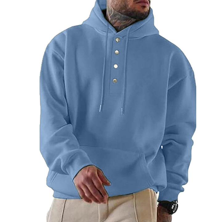 Men's Hoodie with Button Placket and Xxl Fit Chic Und Stil