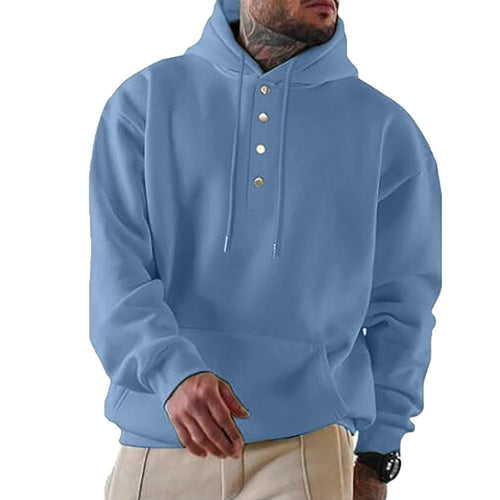 Men's Hoodie with Button Placket and Xxl Fit Chic Und Stil