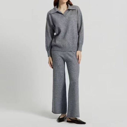 Casual sweater for women with polo collar and fine texture Amarae