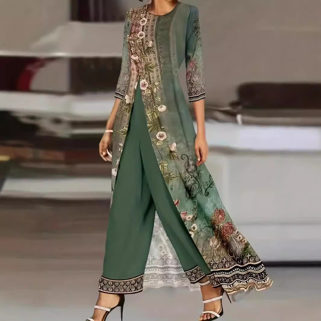 Women’s Floral Jumpsuit mit Wide Leg & Elegant Shawl | Lune London