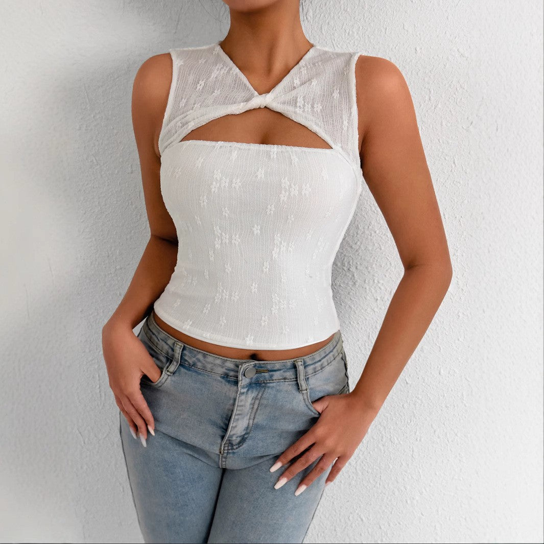 Women's Cut-Out Top with Knotted Design Lune London