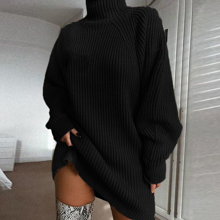 Ladies oversized knit sweater with high collar Lune London