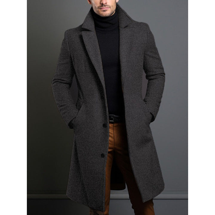 Men's knee-length classic coat with padded lining and elegant button placket Amarae