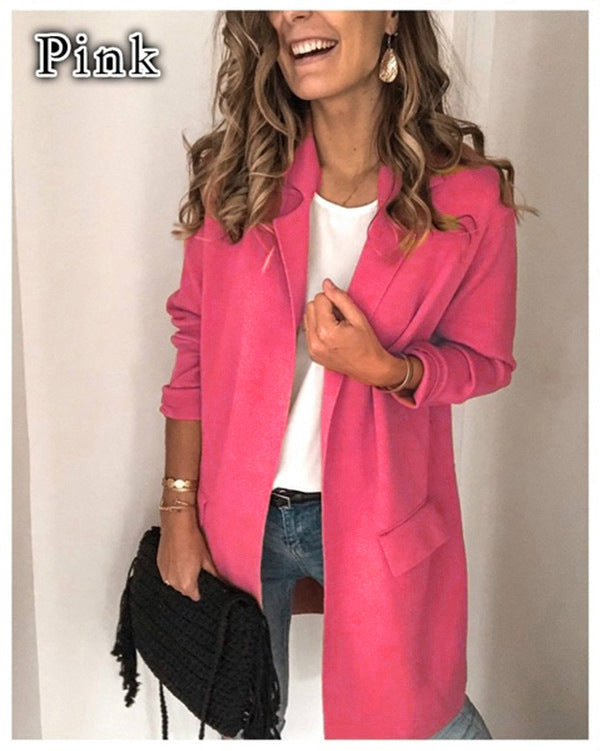 Elegant long women's coat with pockets Amarae