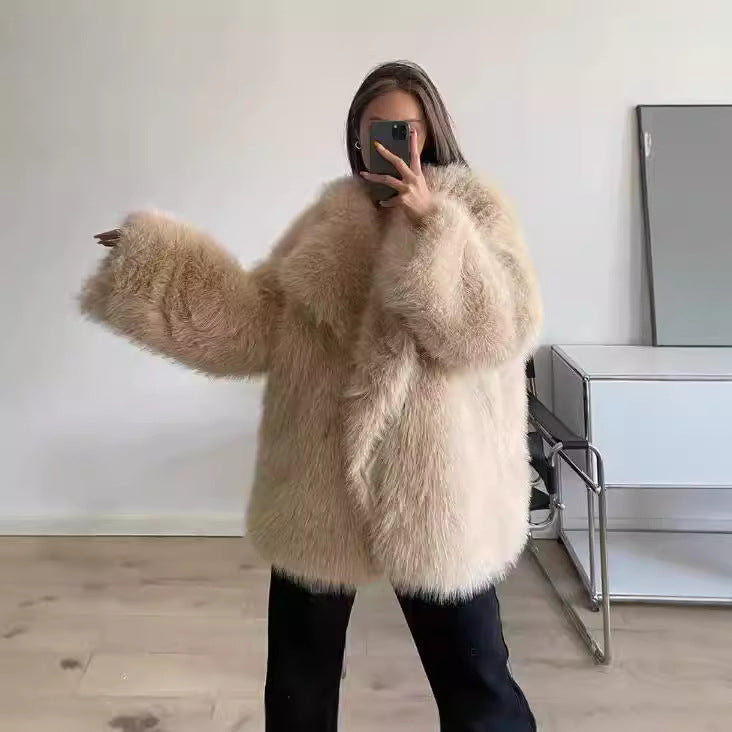 Ladies Boucle Faux Fur Jacket Lune London
