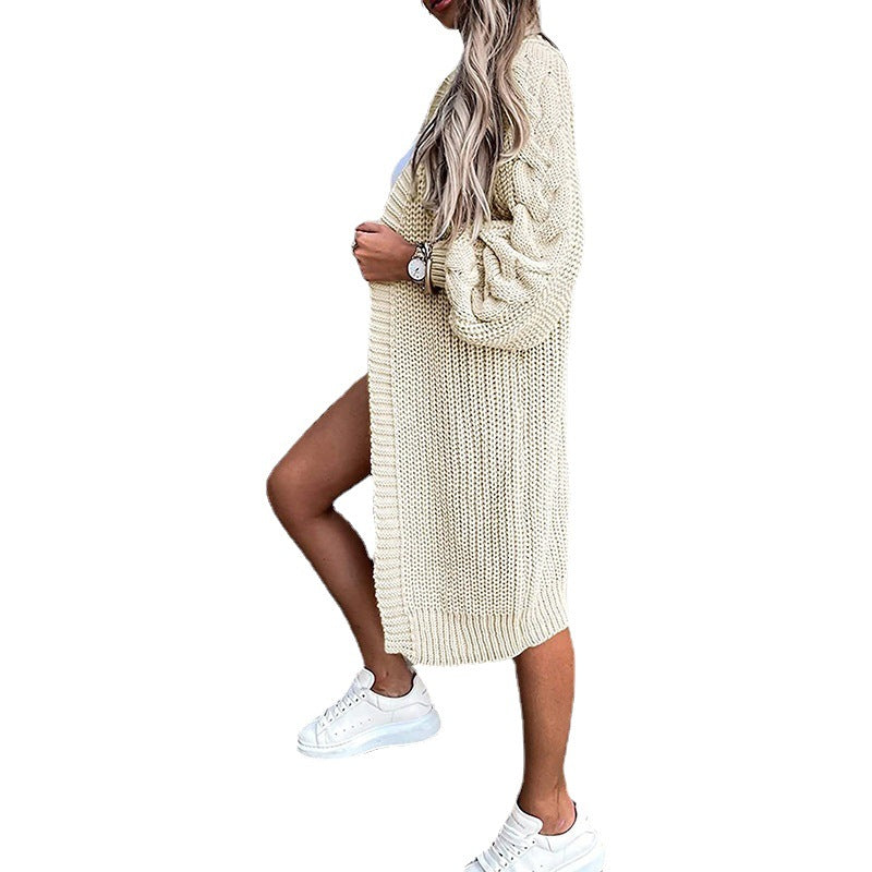 Cardigan for women with voluminous sleeves and a modern openwork pattern Lune London