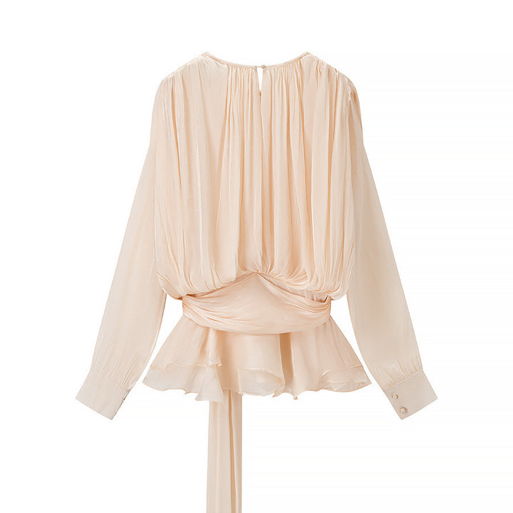 Chemisier élégant pour femmes avec volants et ceinture nouée Chic & Stil