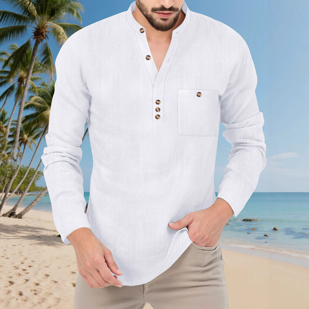 Men's Lightweight Long Sleeve Shirt with Button Placket Lune London