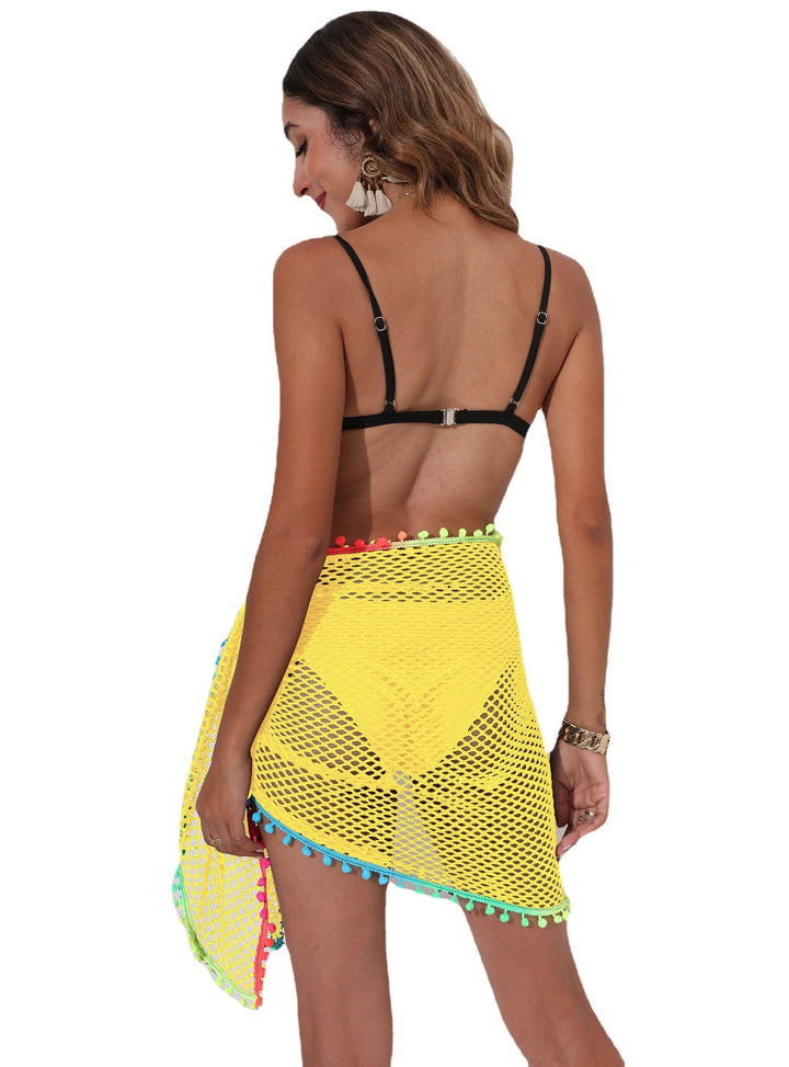 Ladies pom-pom embellished with a transparent beach wrap Lune London