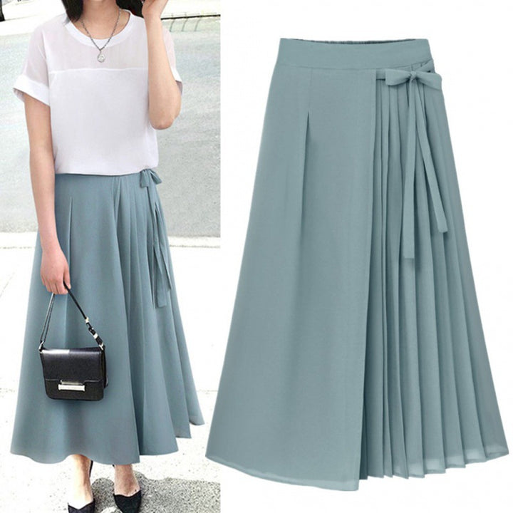 Pleated midi skirt for women with bow detail Lune London