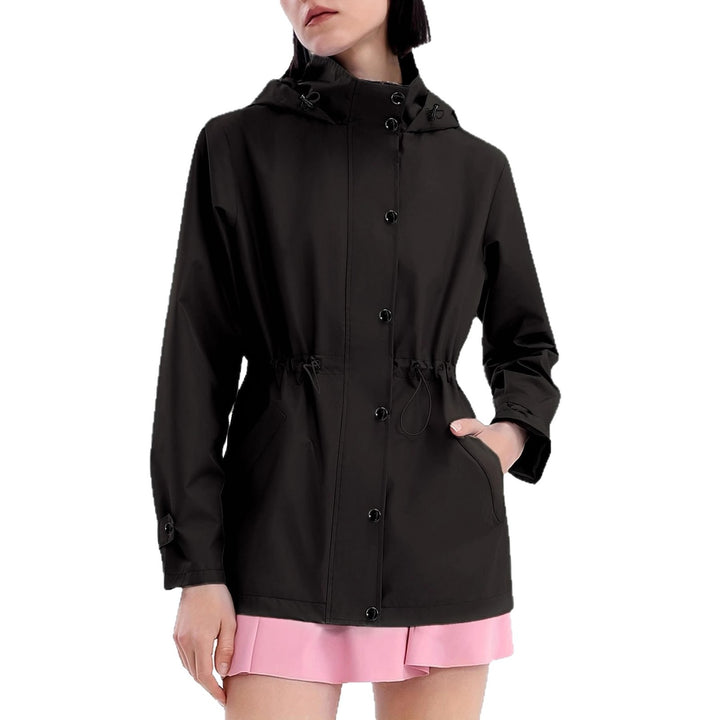 Functional transitional jacket for women with adjustable waist and hood Lune London