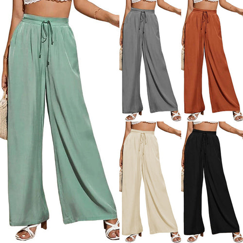 Wide palazzo pants for women with elastic waistband Amarae