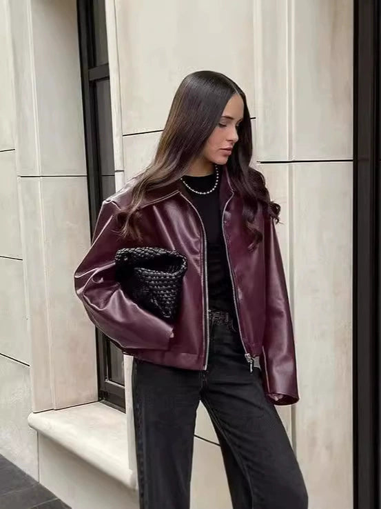 Women's Elegant Faux Leather Jacket Amarae
