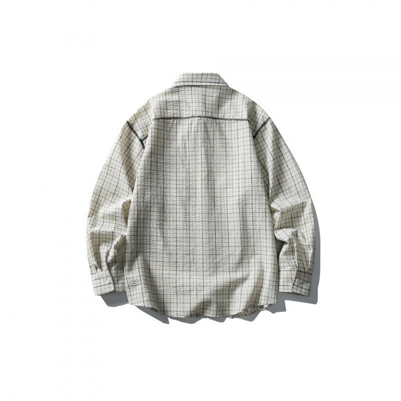 Unisex Oversized Shirt Jacket in Checkered Design with Chest Pocket Amarae
