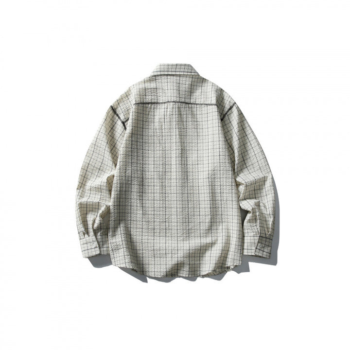 Unisex Oversized Shirt Jacket in Checkered Design with Chest Pocket Amarae