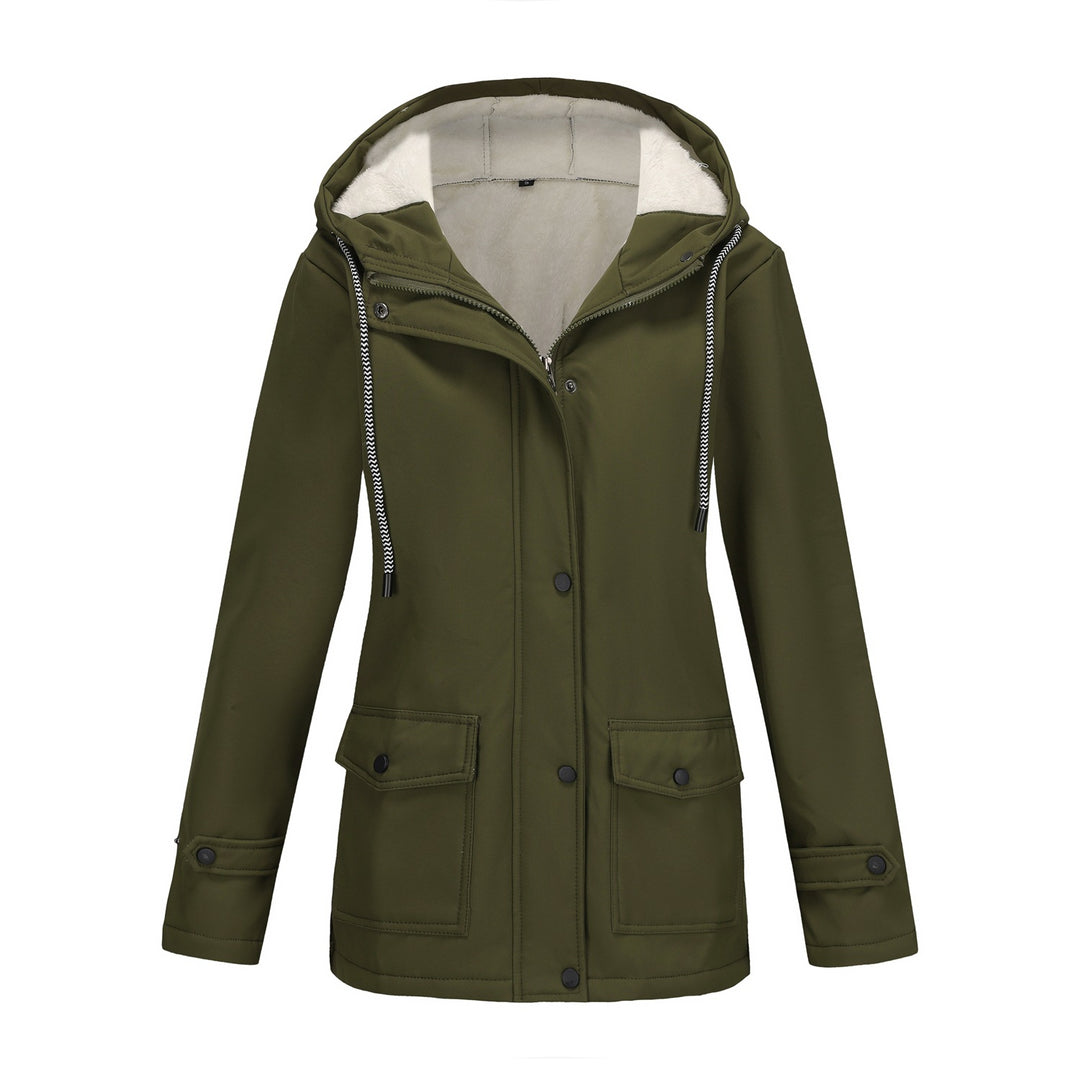Women waterproof hooded jacket with soft fleece lining Lune London