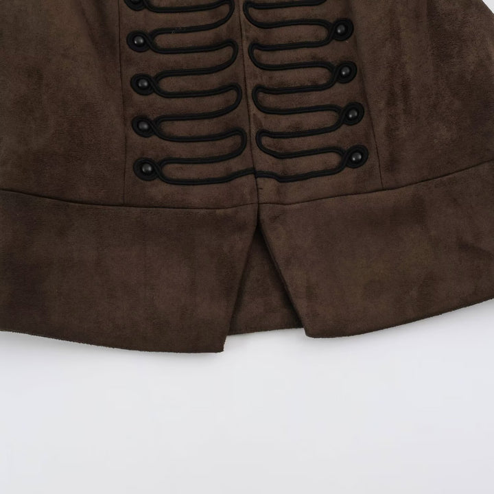 Women's Tailored Vest with Marshal Decoration and Stand-Up Collar Amarae