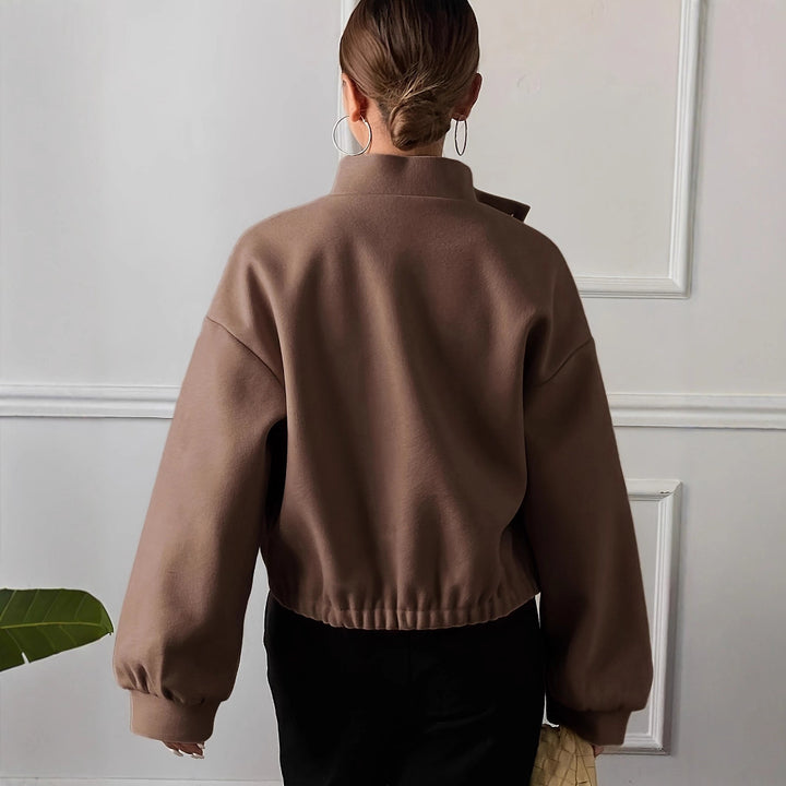 Fashionable short jacket for women with high collar and practical pockets Lune London