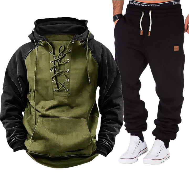 Casual hoodie for men with braided lace closure and comfortable jogger pants Lune London