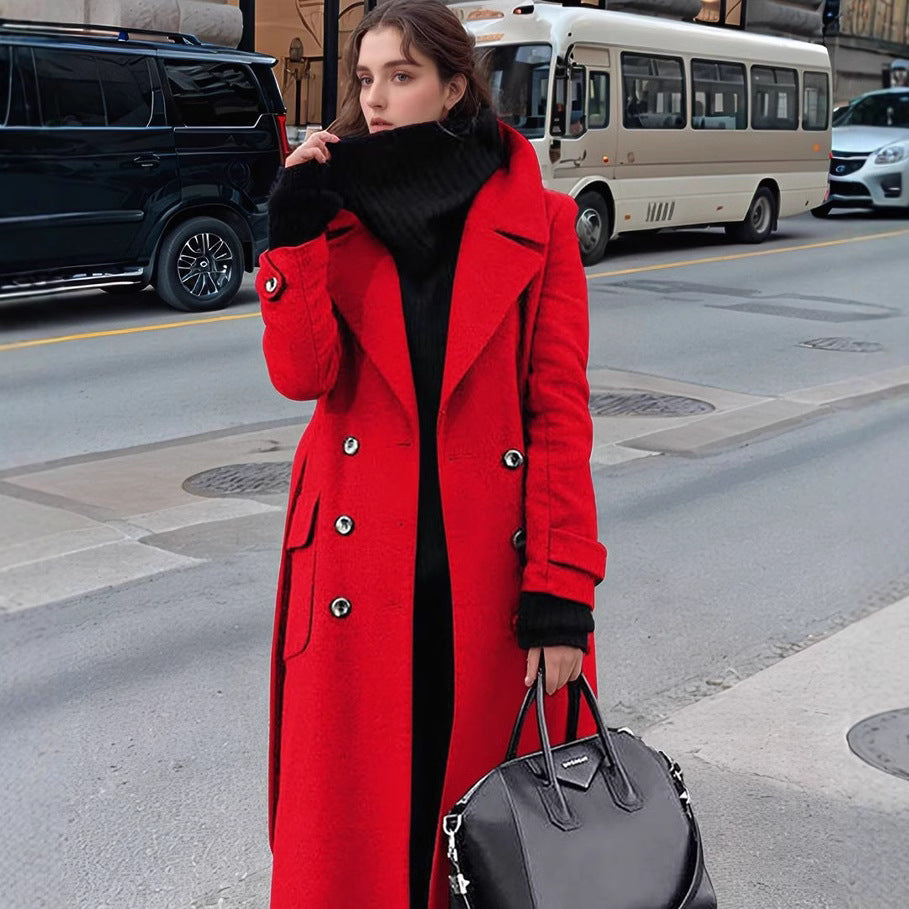 Ladies Classic Double-Breasted Wool Coat Amarae