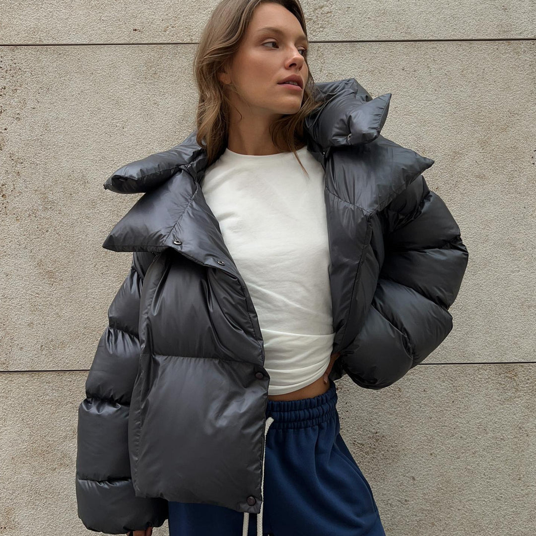 Women Fashionable and Warm Down Jacket with Removable Hood Insert Lune London