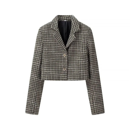 Veste blazer à coupe courte pour femme en élégant design en tweed Chic & Stil