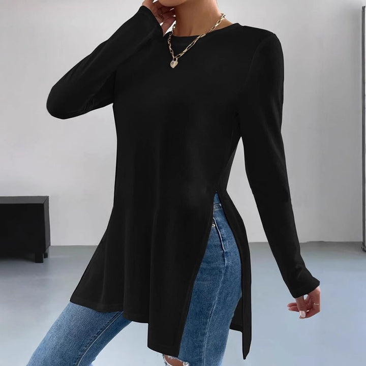 Ladies Oversized Longsleeve with side slits and round neck Lune London