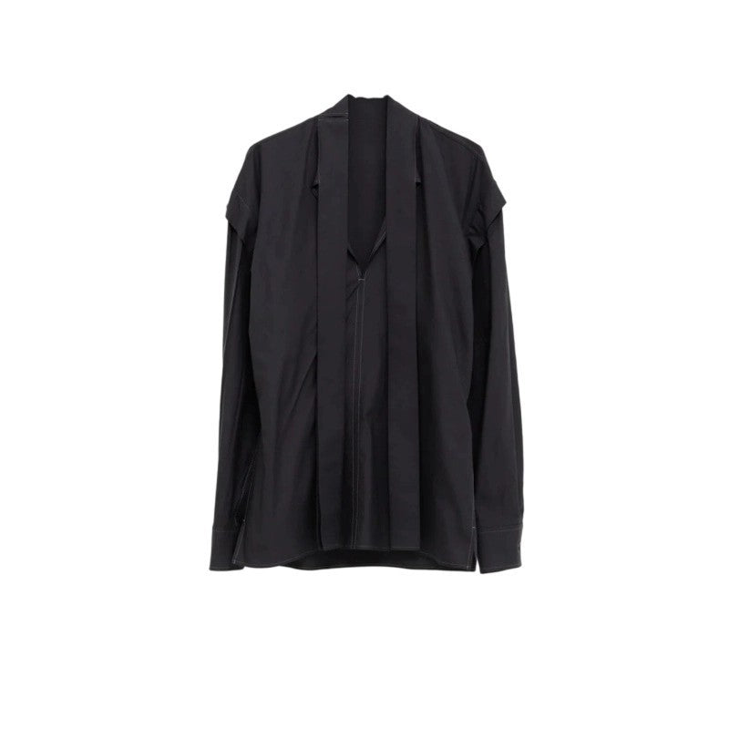 Elegant long sleeve top for women with high collar and modern ruffled sleeves Lune London