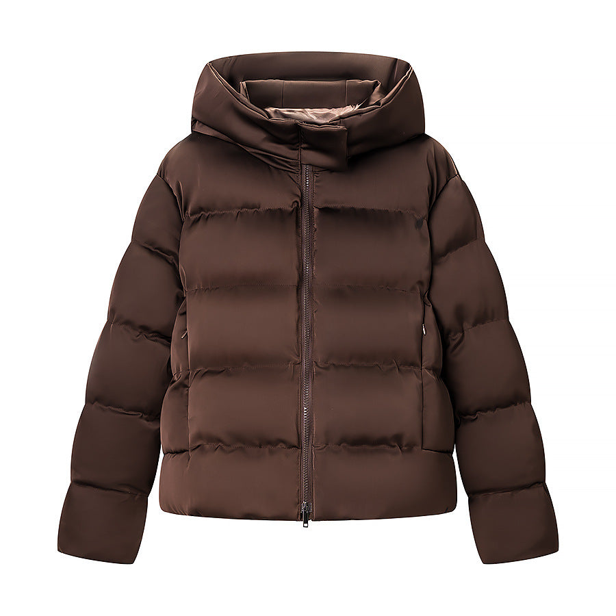 Women oversized high puffy quilted jacket with detachable zipper and kangaroo pockets Amarae