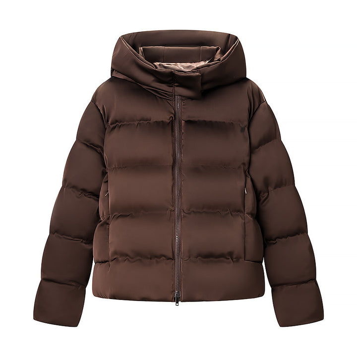 Women oversized high puffy quilted jacket with detachable zipper and kangaroo pockets Amarae