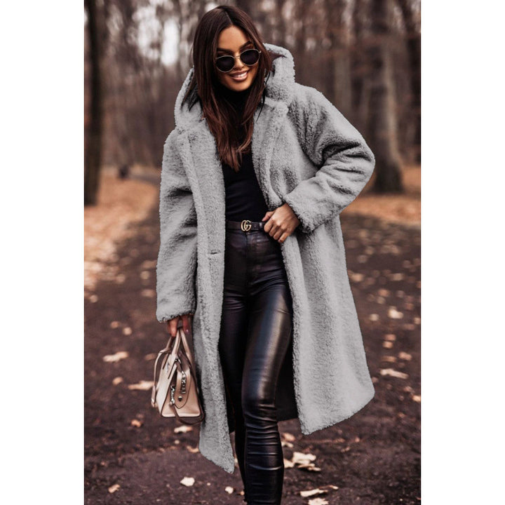 Comfortable teddy coat for women with hood and button closure Lune London
