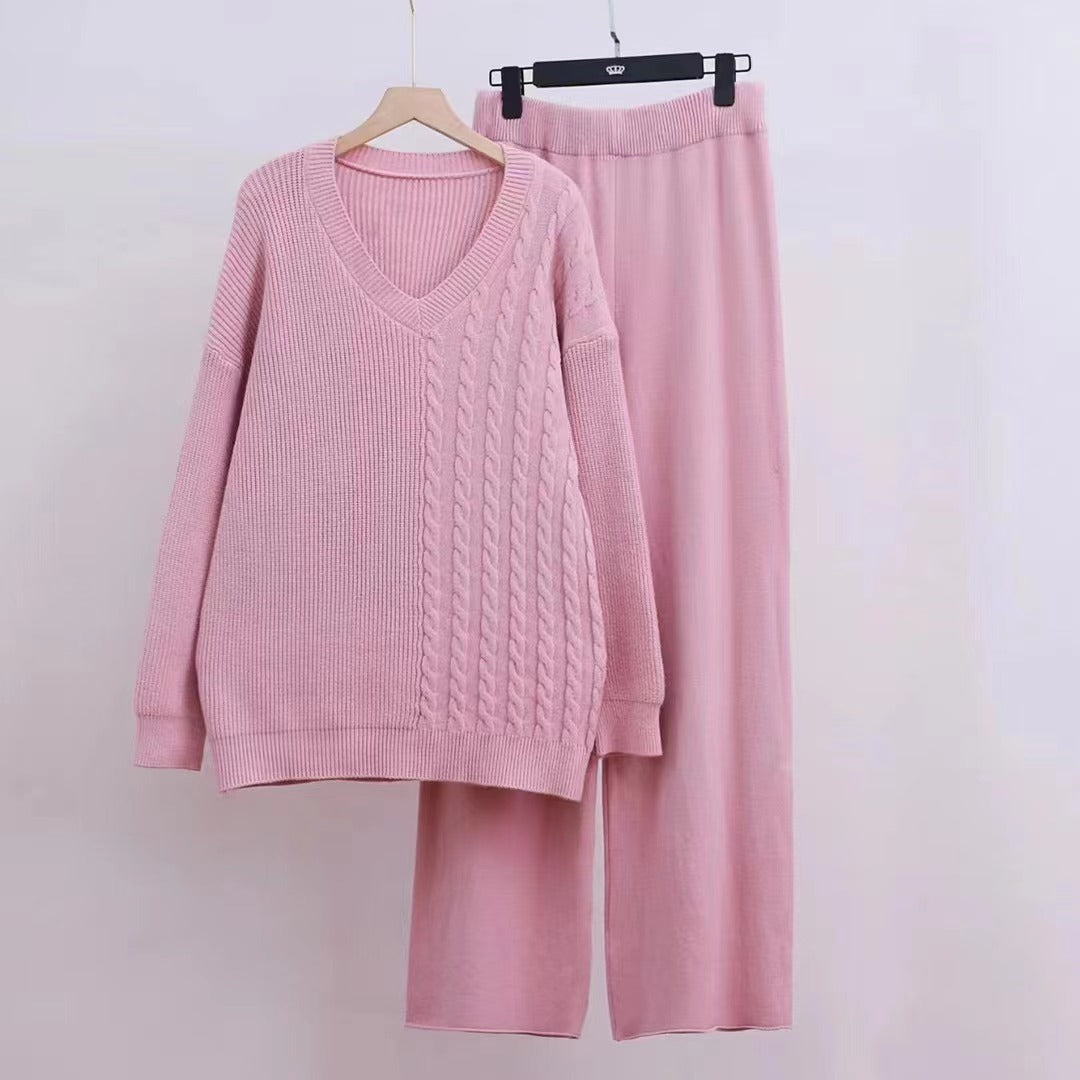 Ensemble de pull en tricot élégant pour femmes avec col en V et coupe loose Chic & Stil