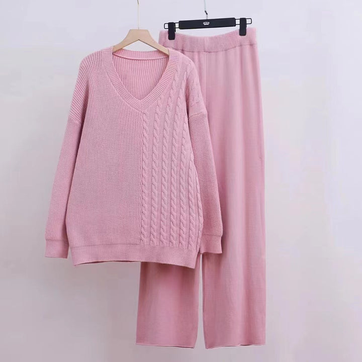Ensemble de pull en tricot élégant pour femmes avec col en V et coupe loose Chic & Stil